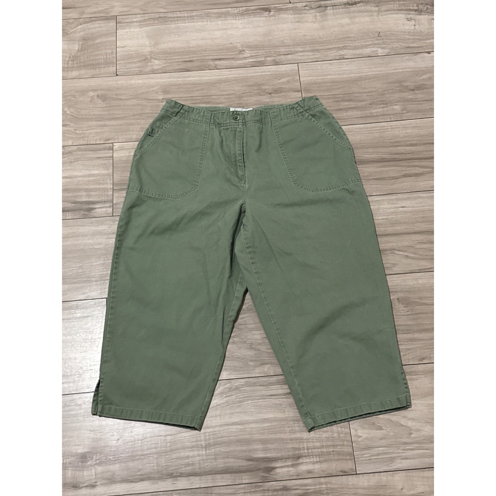 Westbound Petites Olive Green Cotton Crop Pants Utility Cargo Capris Sage 12P